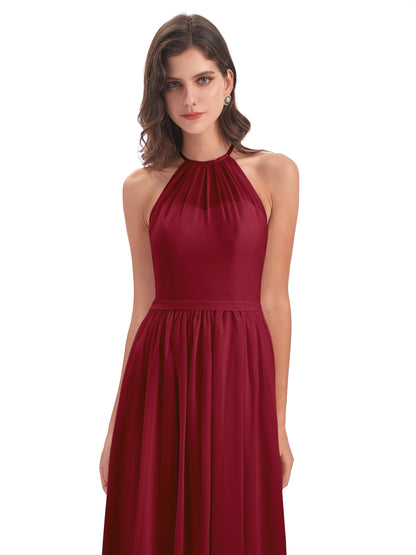 Micah Halter Open Back Chiffon Long Bridesmaid Dresses