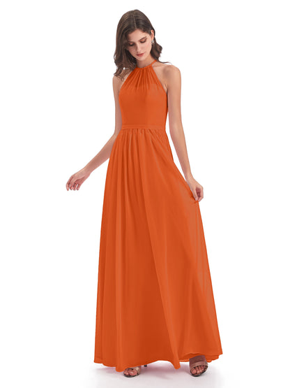 Micah Halter Open Back Chiffon Long Bridesmaid Dresses