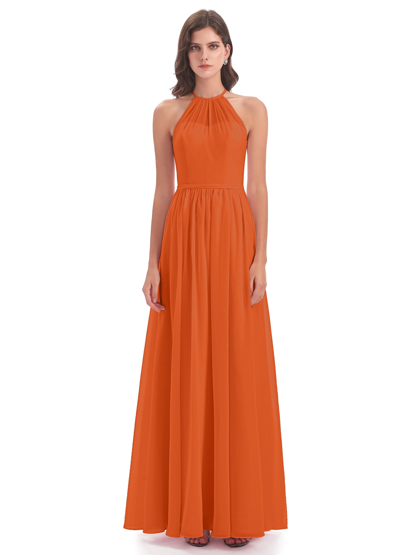 Micah Halter Open Back Chiffon Long Bridesmaid Dresses