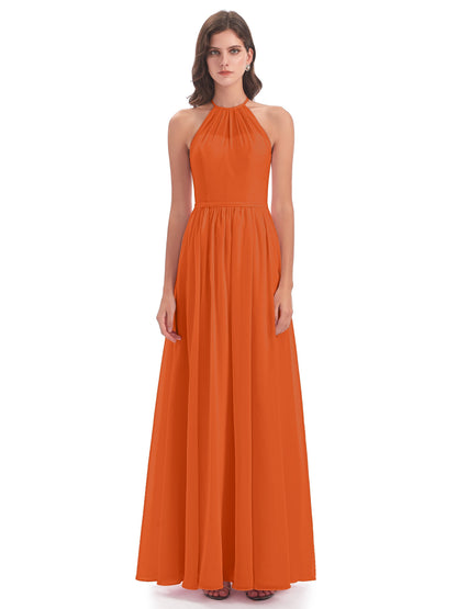 Micah Halter Open Back Chiffon Long Bridesmaid Dresses