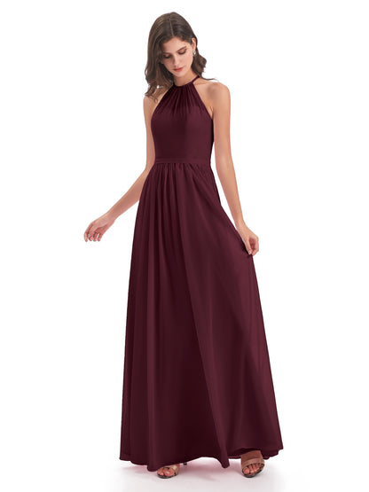 Micah Halter Open Back Chiffon Long Bridesmaid Dresses