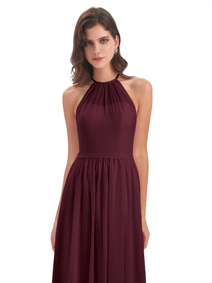 Micah Halter Open Back Chiffon Long Bridesmaid Dresses