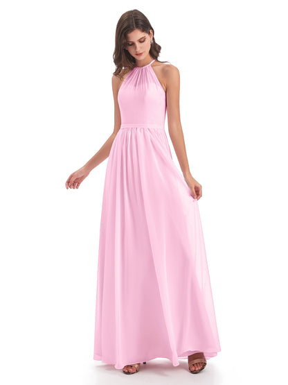 Micah Halter Open Back Chiffon Long Bridesmaid Dresses