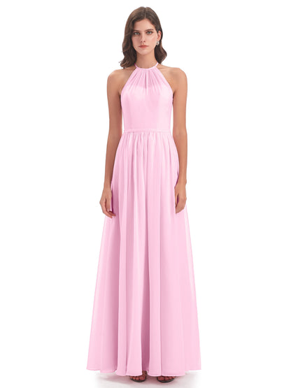 Micah Halter Open Back Chiffon Long Bridesmaid Dresses