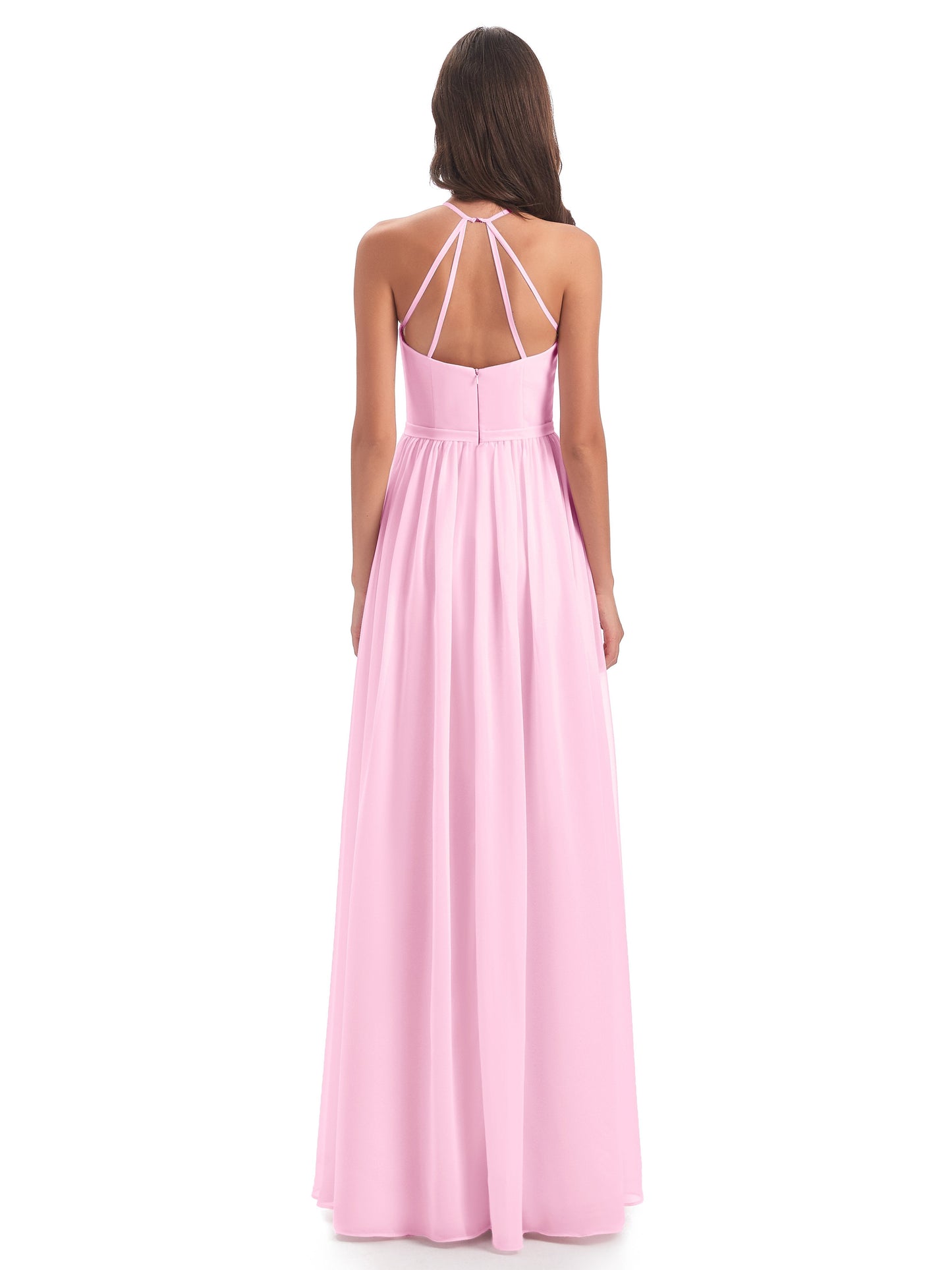 Micah Halter Open Back Chiffon Long Bridesmaid Dresses