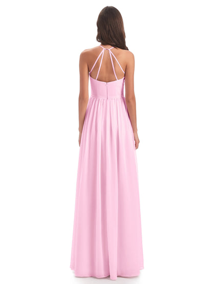 Micah Halter Open Back Chiffon Long Bridesmaid Dresses
