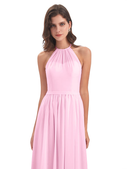Micah Halter Open Back Chiffon Long Bridesmaid Dresses