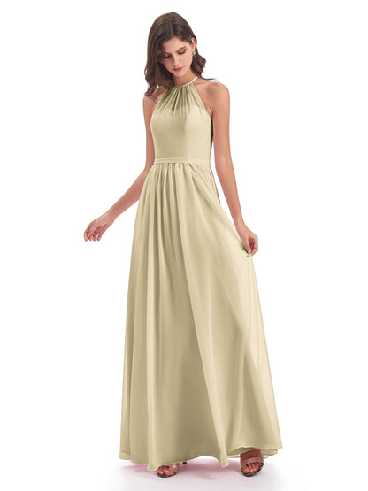 Micah Halter Open Back Chiffon Long Bridesmaid Dresses
