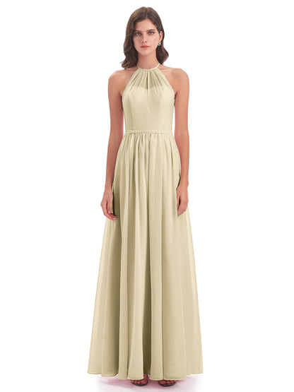 Micah Halter Open Back Chiffon Long Bridesmaid Dresses