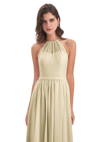 Micah Halter Open Back Chiffon Long Bridesmaid Dresses
