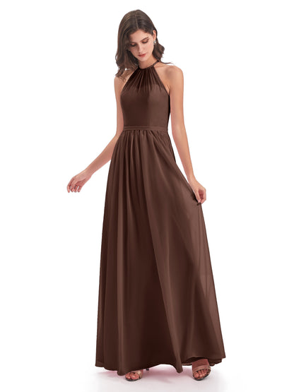 Micah Halter Open Back Chiffon Long Bridesmaid Dresses