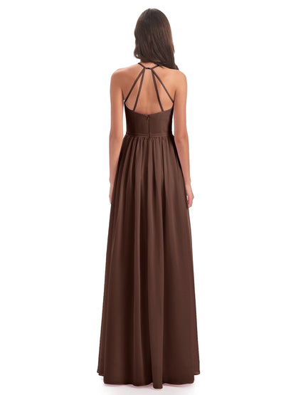 Micah Halter Open Back Chiffon Long Bridesmaid Dresses