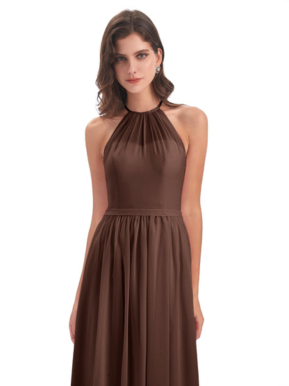 Micah Halter Open Back Chiffon Long Bridesmaid Dresses