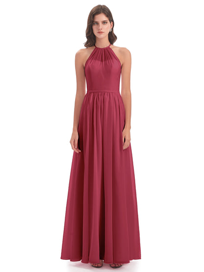 Micah Halter Open Back Chiffon Long Bridesmaid Dresses