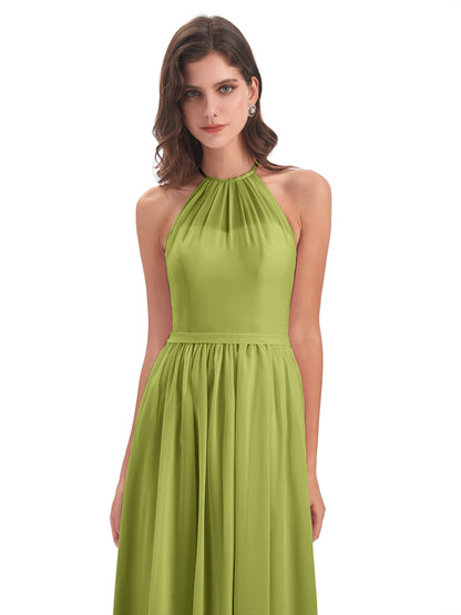 Micah Halter Open Back Chiffon Long Bridesmaid Dresses