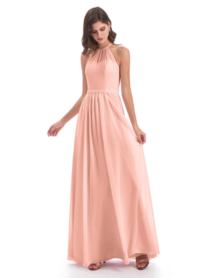 Micah Halter Open Back Chiffon Long Bridesmaid Dresses