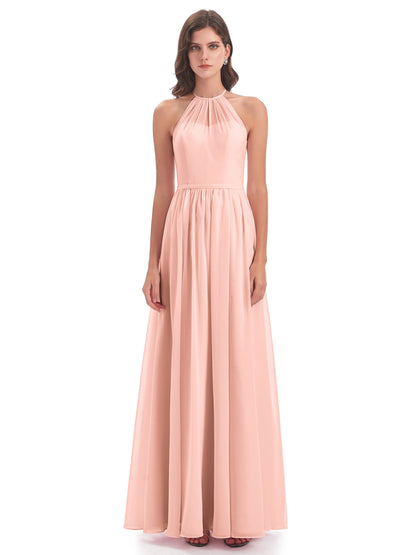 Micah Halter Open Back Chiffon Long Bridesmaid Dresses
