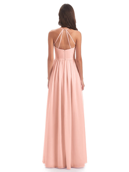Micah Halter Open Back Chiffon Long Bridesmaid Dresses