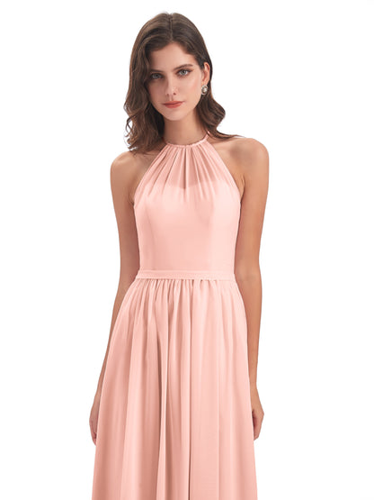 Micah Halter Open Back Chiffon Long Bridesmaid Dresses