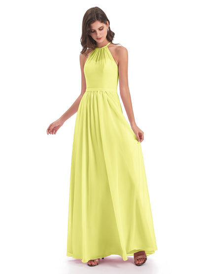Micah Halter Open Back Chiffon Long Bridesmaid Dresses
