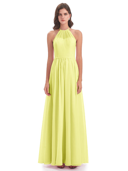 Micah Halter Open Back Chiffon Long Bridesmaid Dresses