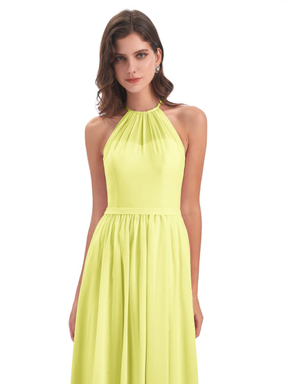 Micah Halter Open Back Chiffon Long Bridesmaid Dresses