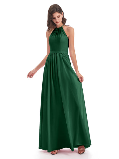 Micah Halter Open Back Chiffon Long Bridesmaid Dresses