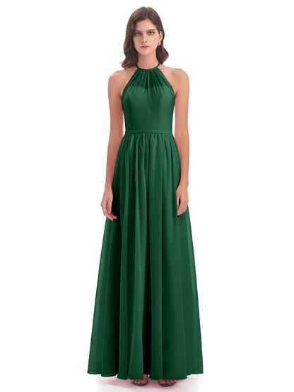 Micah Halter Open Back Chiffon Long Bridesmaid Dresses