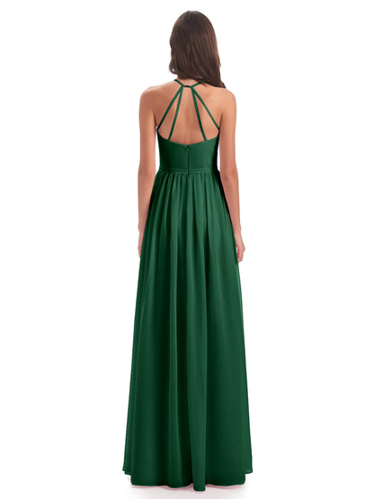 Micah Halter Open Back Chiffon Long Bridesmaid Dresses