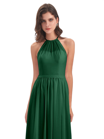 Micah Halter Open Back Chiffon Long Bridesmaid Dresses