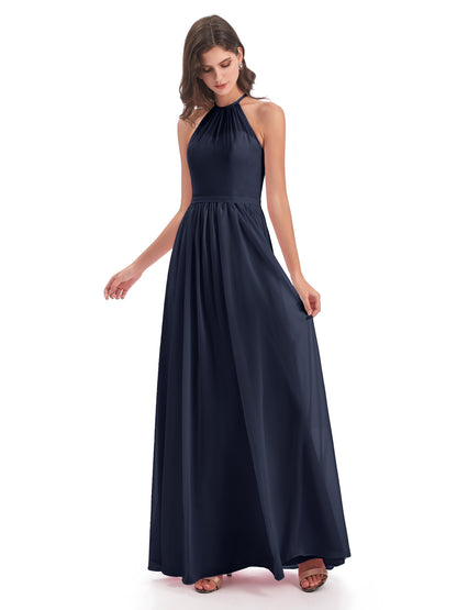 Micah Halter Open Back Chiffon Long Bridesmaid Dresses