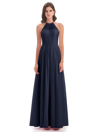 Micah Halter Open Back Chiffon Long Bridesmaid Dresses