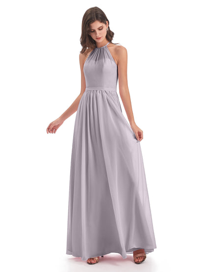 Micah Halter Open Back Chiffon Long Bridesmaid Dresses