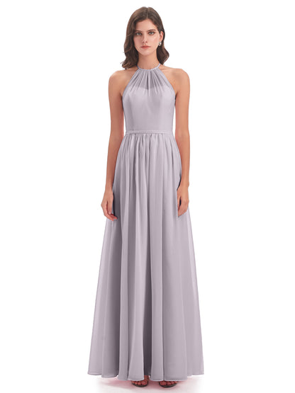 Micah Halter Open Back Chiffon Long Bridesmaid Dresses