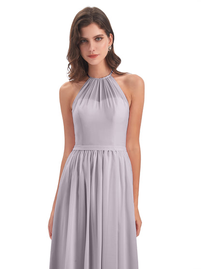 Micah Halter Open Back Chiffon Long Bridesmaid Dresses