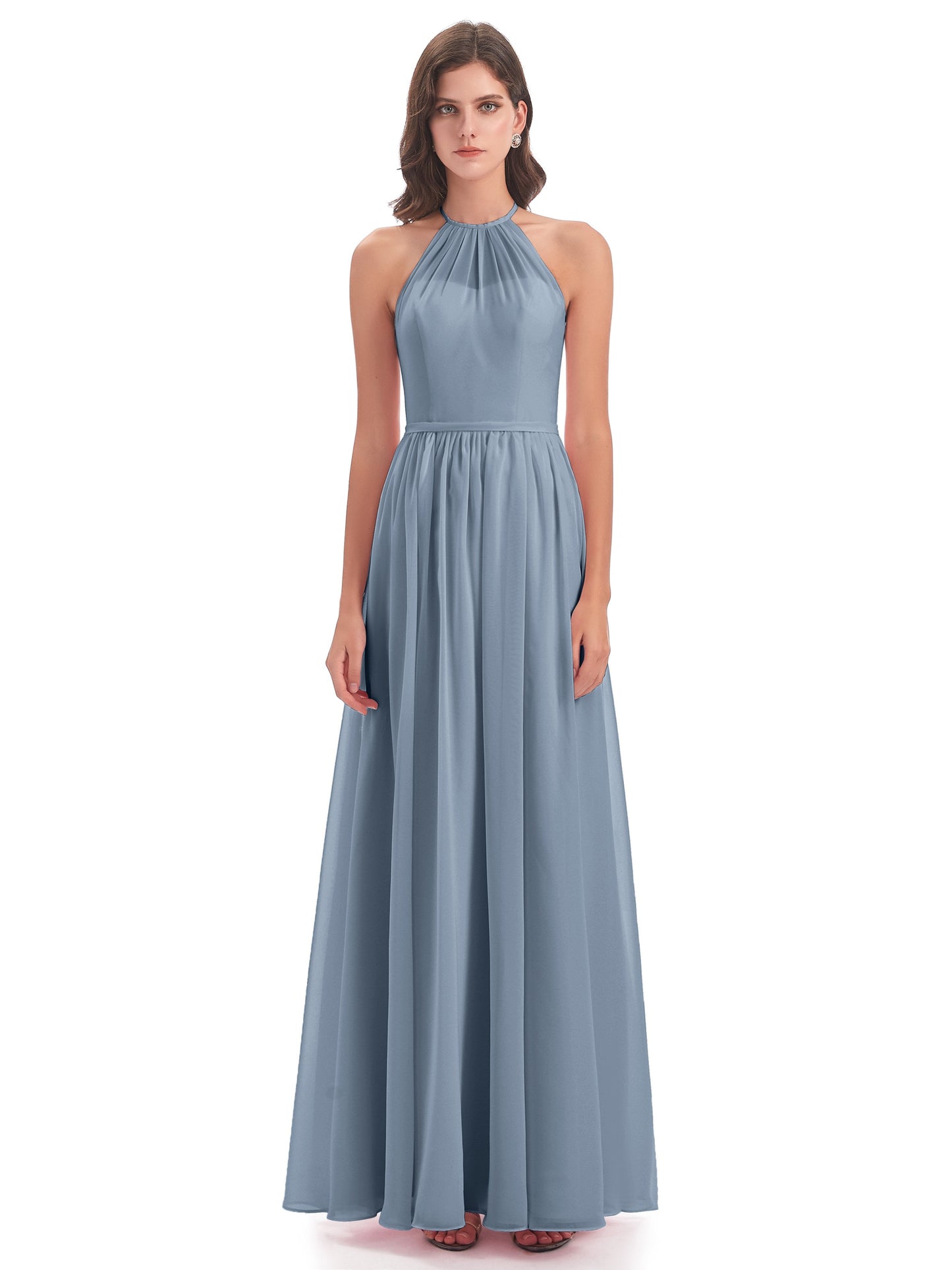Micah Halter Open Back Chiffon Long Bridesmaid Dresses