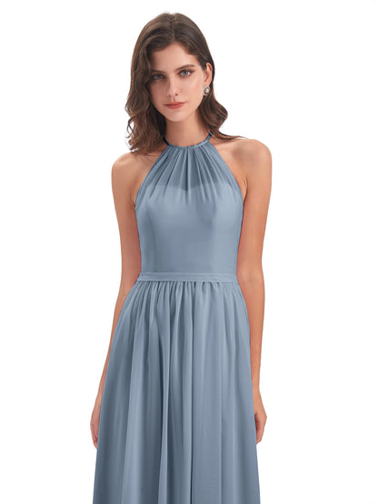 Micah Halter Open Back Chiffon Long Bridesmaid Dresses
