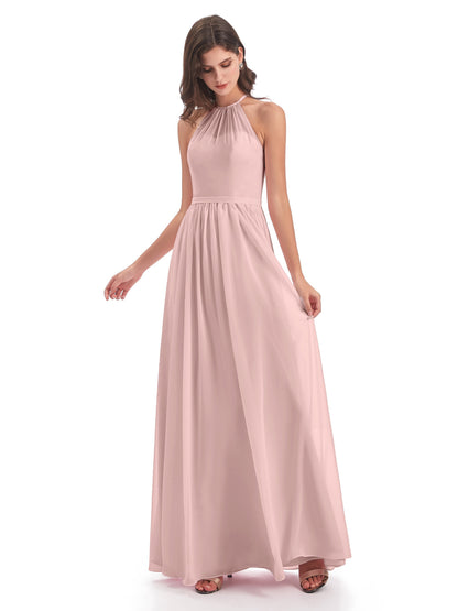 Micah Halter Open Back Chiffon Long Bridesmaid Dresses