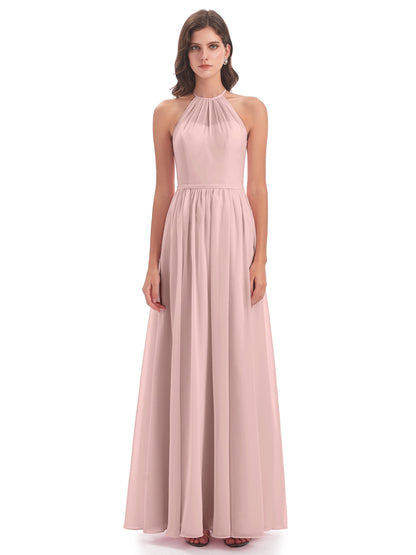 Micah Halter Open Back Chiffon Long Bridesmaid Dresses