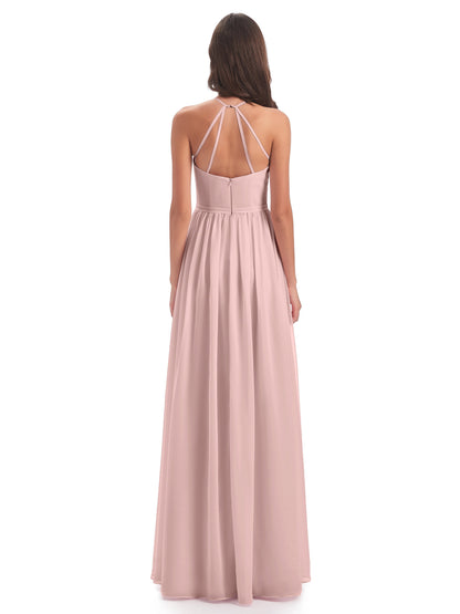 Micah Halter Open Back Chiffon Long Bridesmaid Dresses