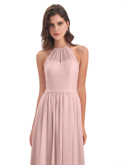 Micah Halter Open Back Chiffon Long Bridesmaid Dresses