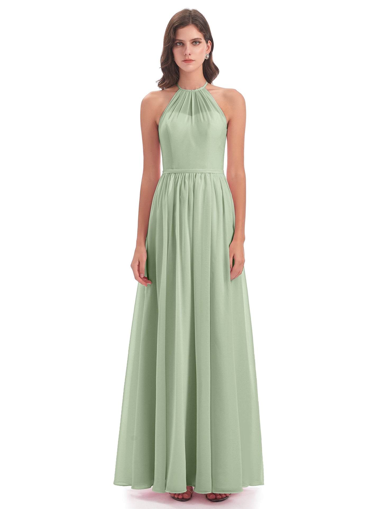 Micah Halter Open Back Chiffon Long Bridesmaid Dresses
