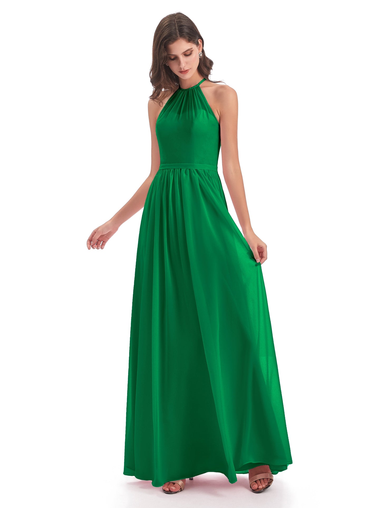 Micah Halter Open Back Chiffon Long Bridesmaid Dresses