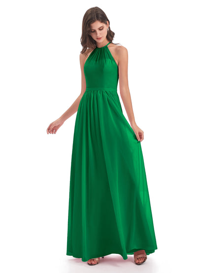 Micah Halter Open Back Chiffon Long Bridesmaid Dresses