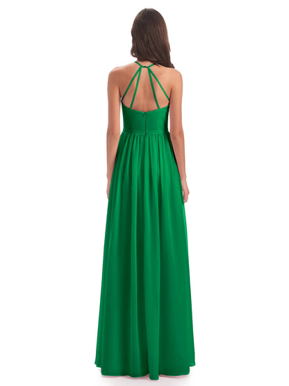 Micah Halter Open Back Chiffon Long Bridesmaid Dresses