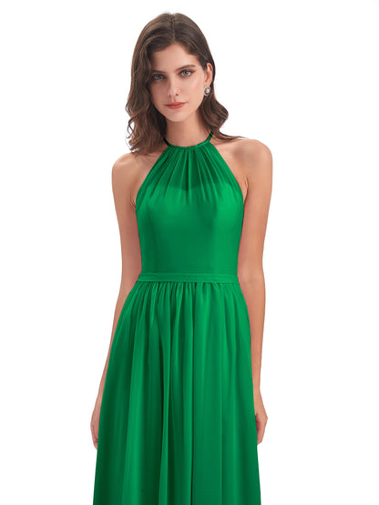 Micah Halter Open Back Chiffon Long Bridesmaid Dresses