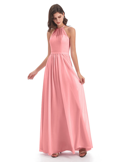 Micah Halter Open Back Chiffon Long Bridesmaid Dresses