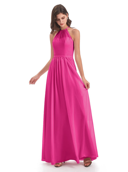 Micah Halter Open Back Chiffon Long Bridesmaid Dresses
