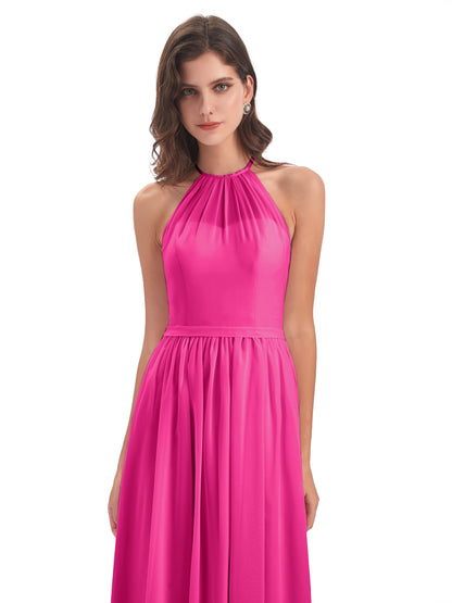 Micah Halter Open Back Chiffon Long Bridesmaid Dresses