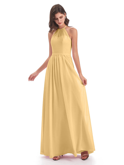 Micah Halter Open Back Chiffon Long Bridesmaid Dresses